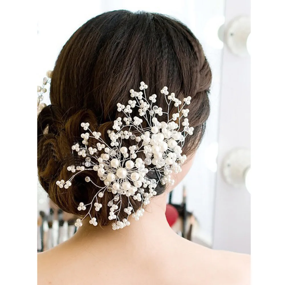 Svatební vlasy Příslušenství Svatební svatební vlasy Příslušenství Pearl Crystal Tiara Svatební dekorace vlasové šperky Móda Hairpins
