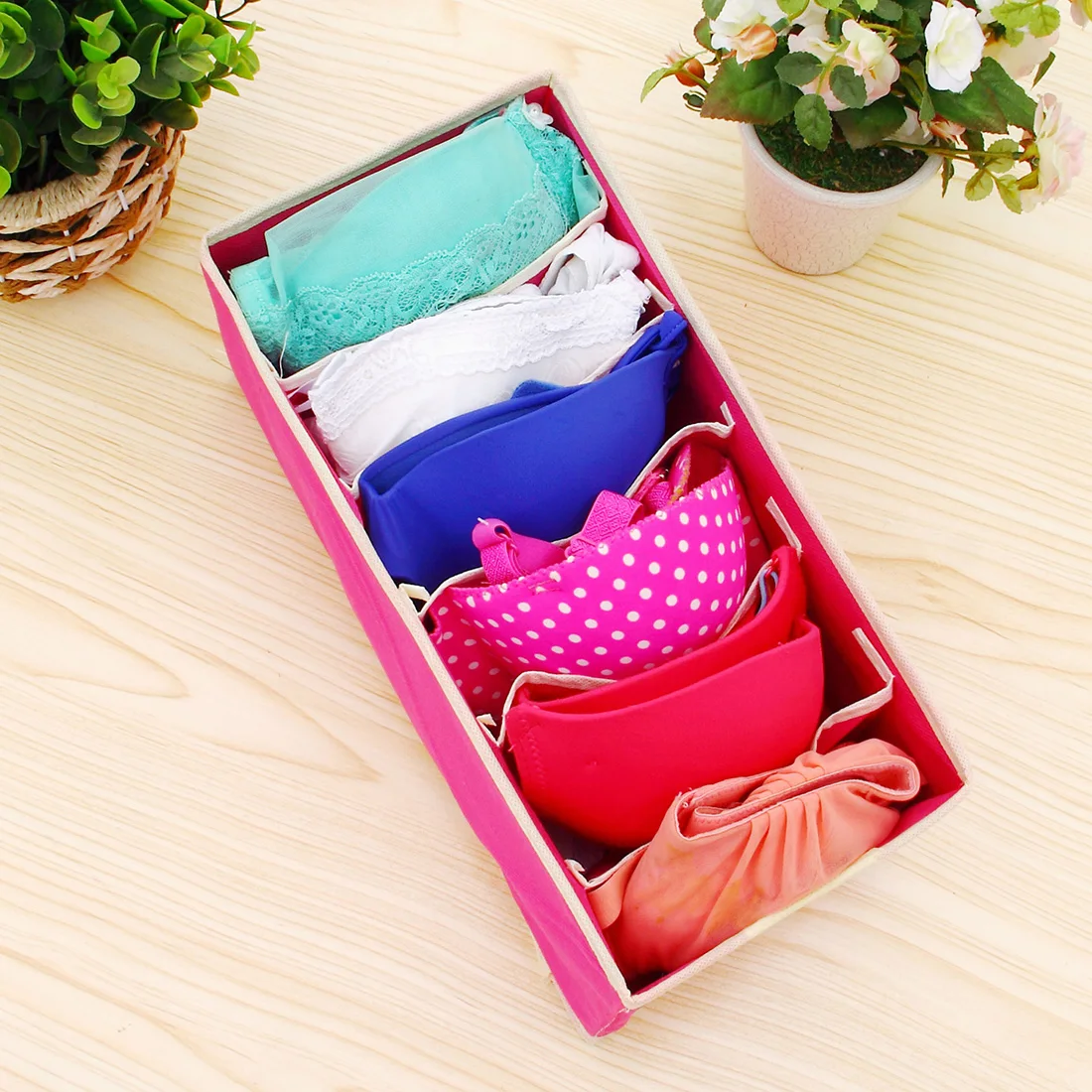 4pcs Cotton Fabric Drawer Organizers Clothing Underwear Storage Boxes Bra Tie Socks Drawer Divider Container Closet Organizers