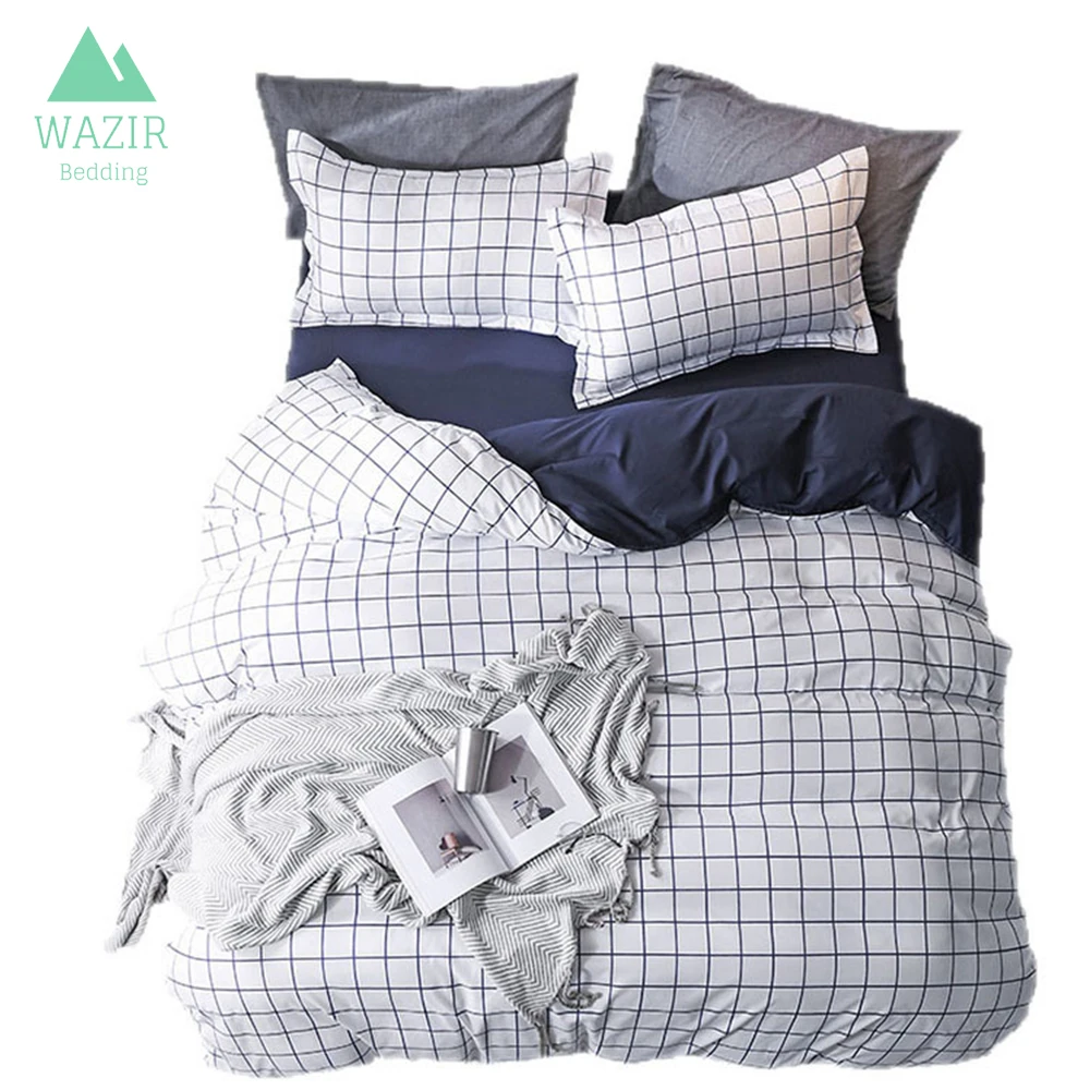

WAZIR Black and White Lattices Simple Style Bedding Set Duvet Cover Set Pillowcases Comforter Bedding Sets Bed Linen Bedclothes