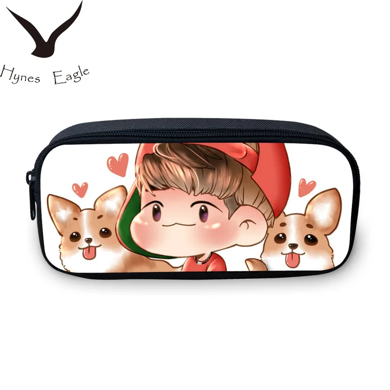 

Hynes Eagle Brand Design EXO Cartoon Caharacters Prints Multifunction Cosmetic Cases Stationery Pen Bag For Girls Boys Pen Pouch
