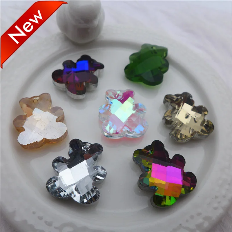 

crystal bear pendant For Jewelry Making DIY 18mm 24mm 30mm glass mix color animal charms lamps kids girls necklace child k9 PK00
