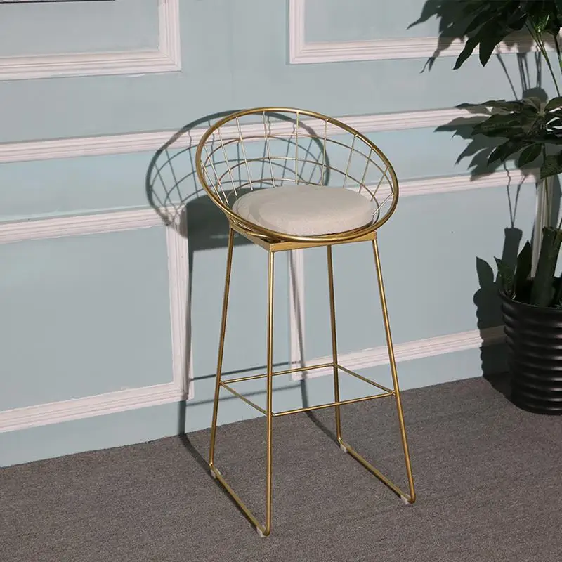 

Iron bar stool modern minimalist Nordic stool gold high chair dining chair fashion creative home bar stool net red bar chair