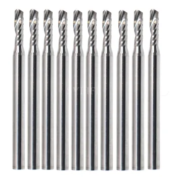 

10 x One Flute Router Spiral Bits Cutters CED 2.5mm CEL 8mm Silver