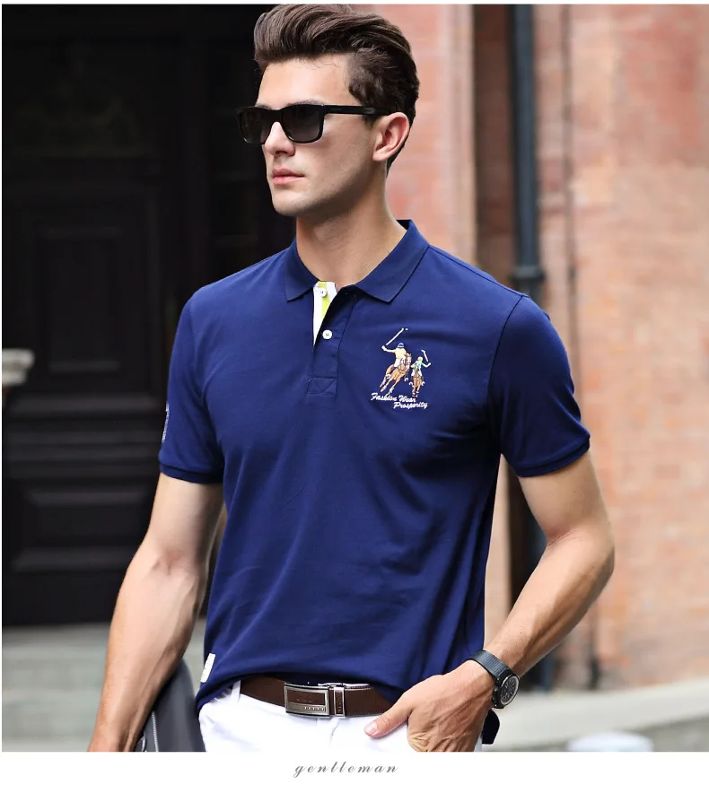 Famous Brand Solid Color 3D Embroidery Casual Polo Shirts Men's Short Sleeve M XL XXL XXXL Plus Size Polo Polos Man Homme