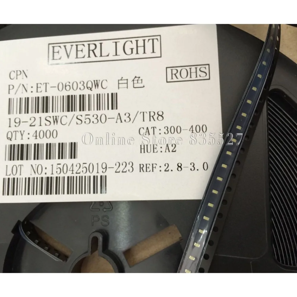 100 шт./лот светодиоды 0603/1608 SMD световые бусины супер яркие 9000 15000K холодный белый