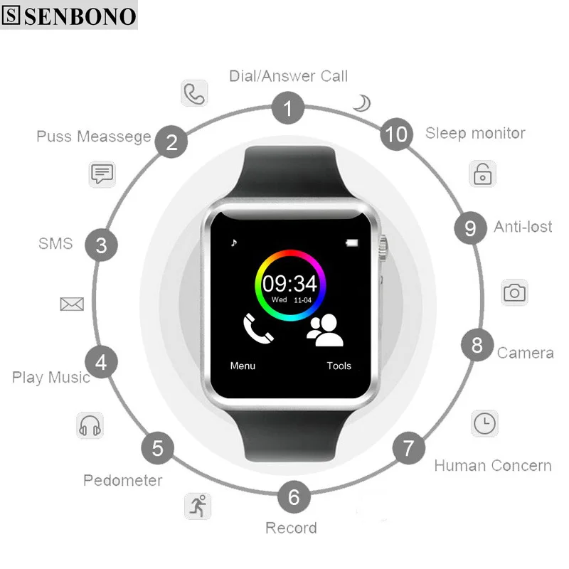Smart Watch With Camera Bluetooth Smartwatch SIM Card Wristwatch For Android Phone Wearable Devices Men Child Baby kids Clock A1