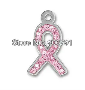 

100PCS pewter pink crystal ribbon charm(H105949)