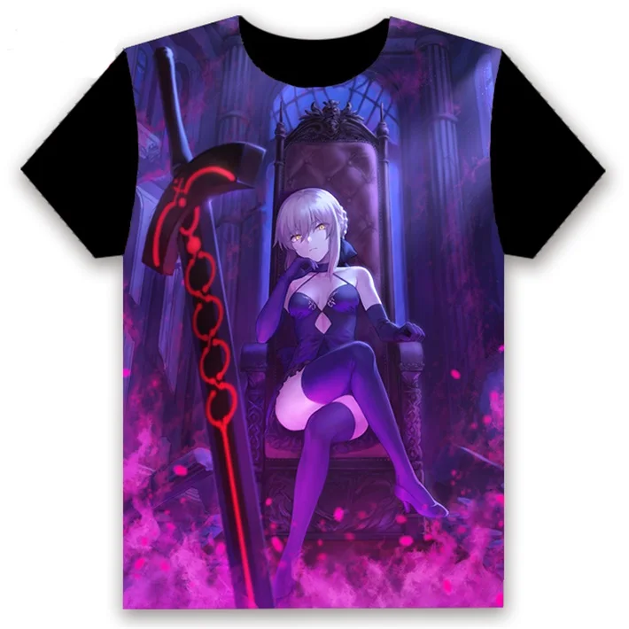 Модная футболка с Аниме игра Fate/stay night FGO Saber Alter Косплей короткий рукав Женская Мужская черная футболка повседневные забавные летние топы - Цвет: 1