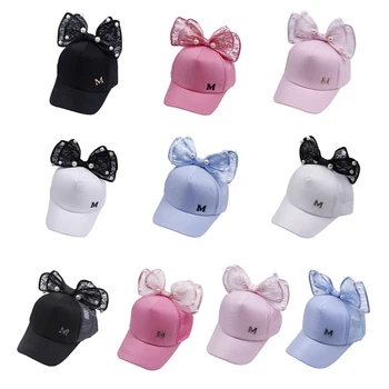 

Hot Children Caps Baby Girl Fashion Sun Hat 2018 New Baseball Cap Pearl Bow Mesh Cloth Sun Visor Adjustable Hat All Seasons W