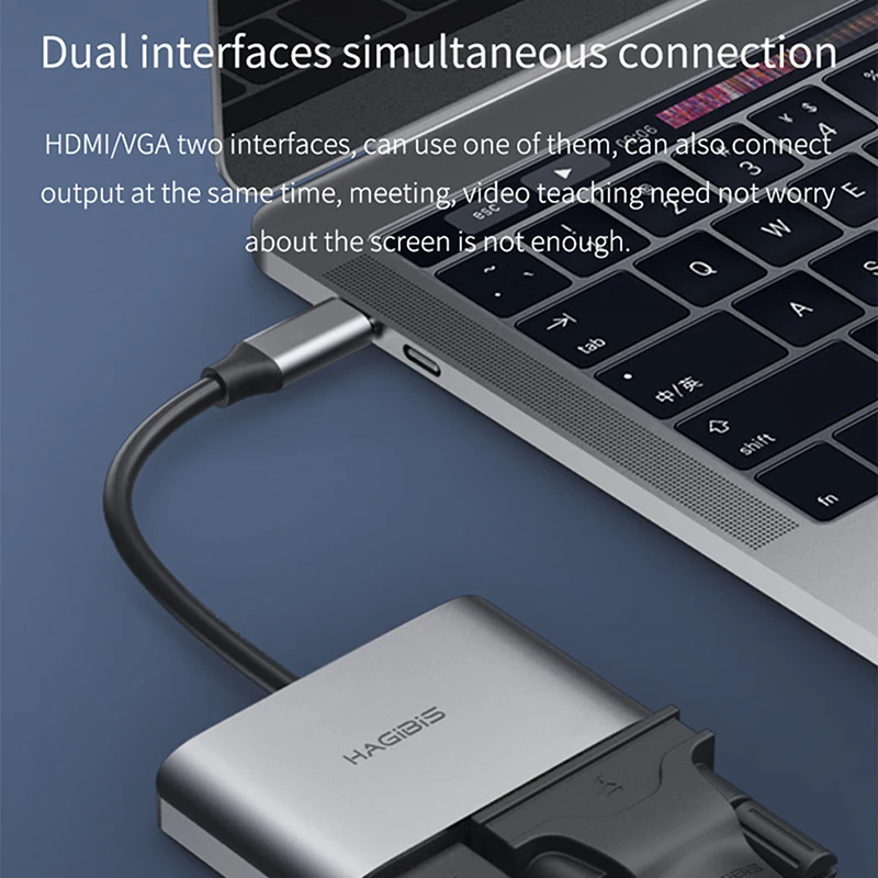 Hagibis USB C адаптер HDMI VGA Тип к 4 Thunderbolt 3 для samsung Galaxy S10/S9/S8 huawei Коврики 20/P30 Pro Кабель