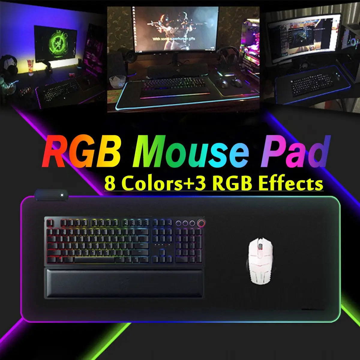 Большой светодиодный RGB игровой коврик для мыши Расширенный светящийся коврик для мыши для игр коврик для мыши красочный Радужный коврик для мыши для ПК ноутбука Настольный