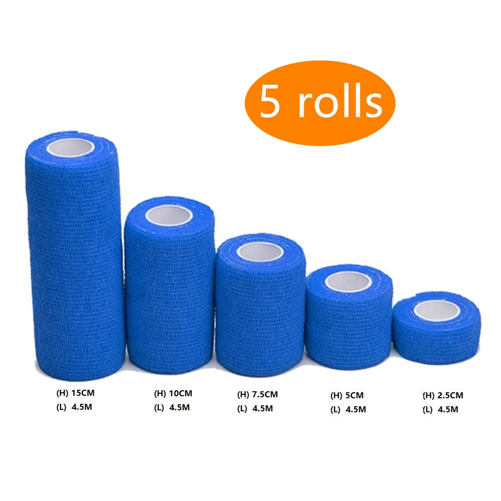 

5PCS/Set Sports Elastoplast Elastic Bandages Self-Adhesive Non-Woven Cohesive Wrap Bandages 2.5/5/7.5/10/15CM* 4.5M 16 color