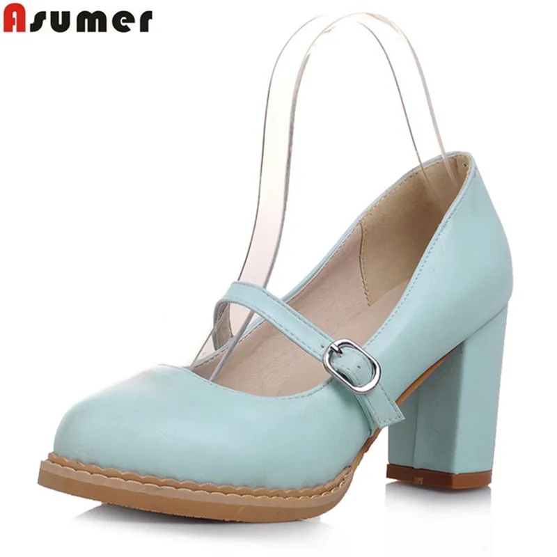 

ASUMER 2018 hot sale new arrive women pumps fashion buckle solid color spring autumn single shoes simple lady prom shoes