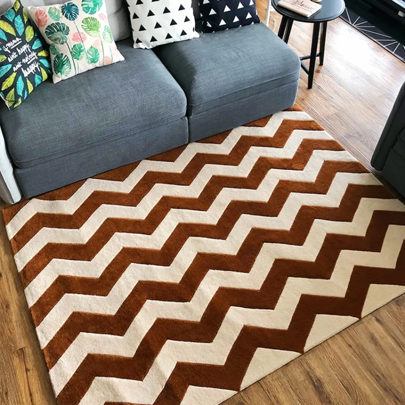 

Nordic style geometric bedside rug, big size 1.6cm thick coffee table carpet,Pastoral home decorative living room