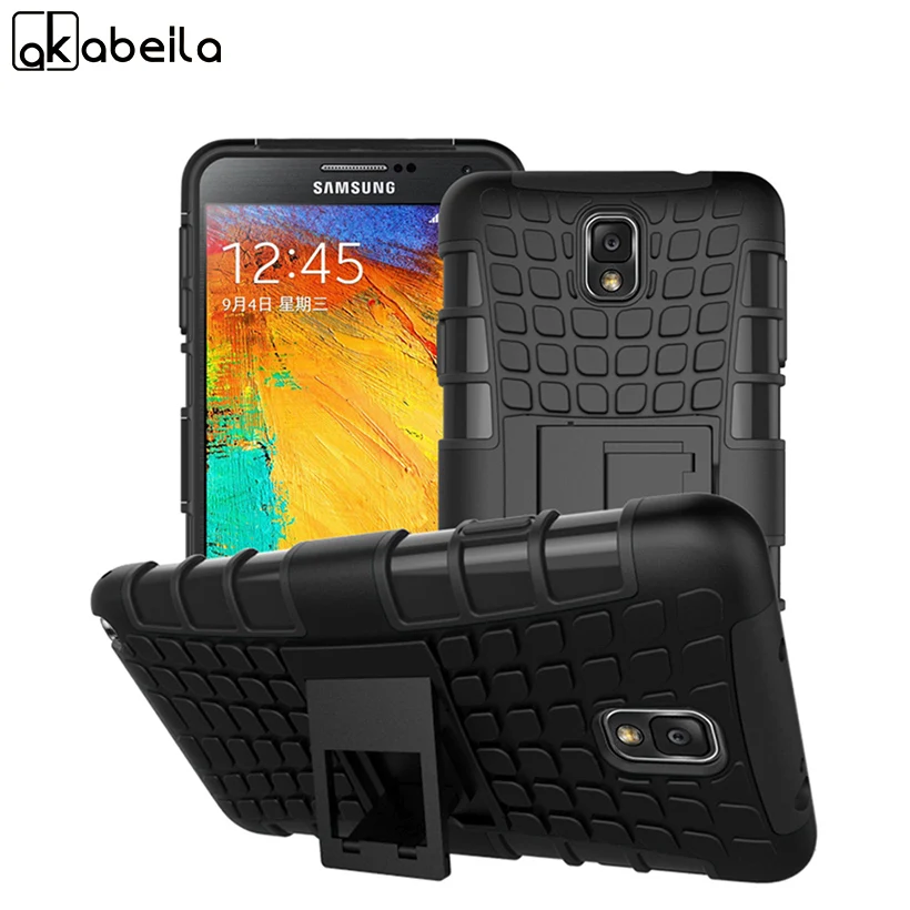 

Tire profile PC and TPU Silicone Case For Samsung Galaxy NoteIII N9000 Note3 N9005 5.7 inch Note 3 With Kickstand Function Case