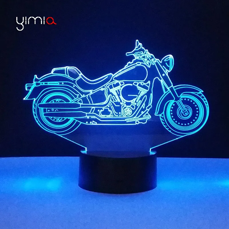 

YIMIA 3d Lampe Creative Design Motorcycle Shape 3D Night Light Home Decor 7 Color Changing Atmosphere Lamp With USB Charger