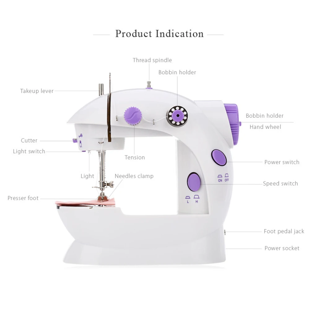 Электрическая мини швейная машина для одежды многофункциональные электрические протекторы перемотки педали Швейные машины со светом