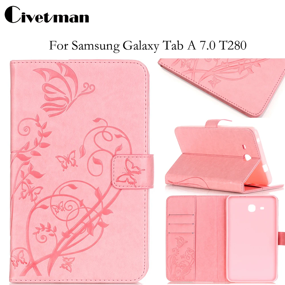

New Fashion High Quality Embossed PU Leather Case For Samsung Galaxy Tab A6 7.0 T280 T285 7 " Tablet Smart Case