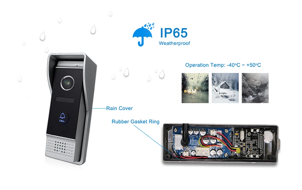 Flash Deal 7" Touch Screen Video Door Phone Intercom Speaker Doorbell 4-Wired Waterproof Intercom System Unlocking Motion Detection 2 to 3 9