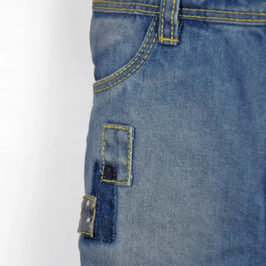 8 Infant Boys&Girls Denim Romper Jumpsuit Newborn Kids Dungarees Pockets Buttons Ripped Denim Cuffed Romper Toddler Pants Shorts