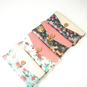 

1pcs/lot Fashion Butterfly Dance PU style zipper pencil bag + Wooden button Stationery storage gift large pencil case pen pouch