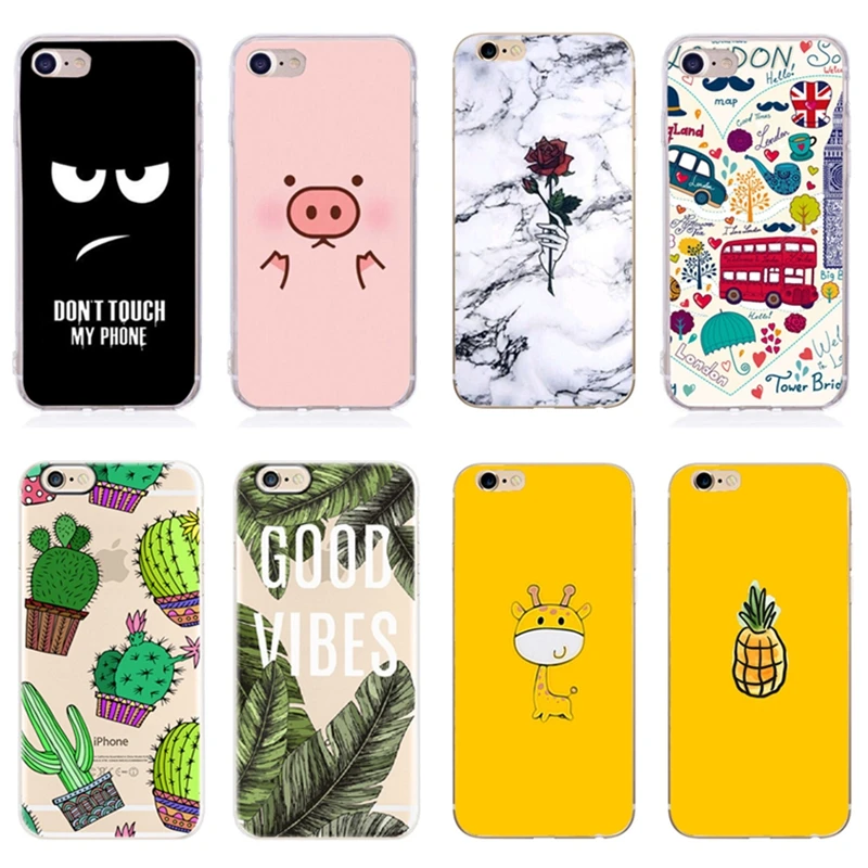

Ultra Thin Case For iPhone X 8 7 Plus 6 6S xs max Soft Silicone Cute Pig Deer Cactus Cover For iPhone 5S 5 S SE Capas