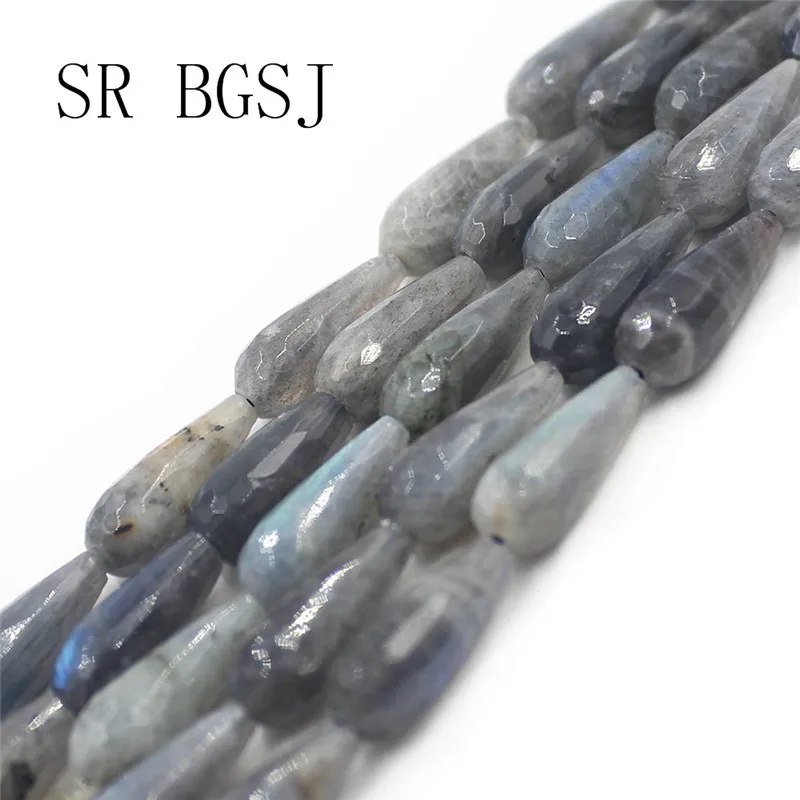 

Free Shipping 8x20mm Faceted Gray Labradorite Gems Teardrop Drop Genuine Natural Stone Beads Strand 15"