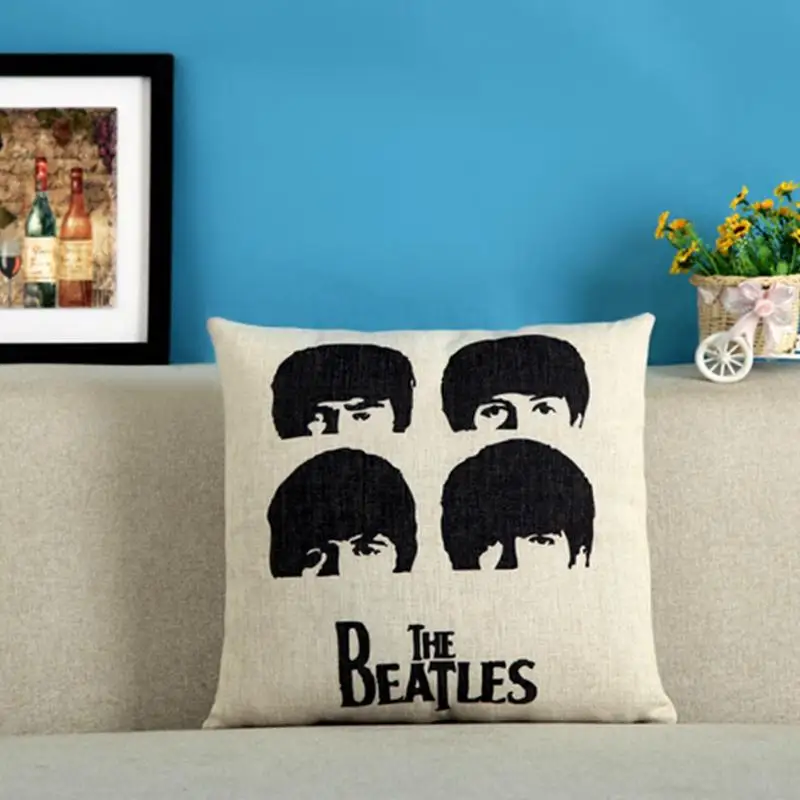 The Beatles Head Square Cotton Linen Decorative Pillowcasepillow mp3pillow packagingcushion