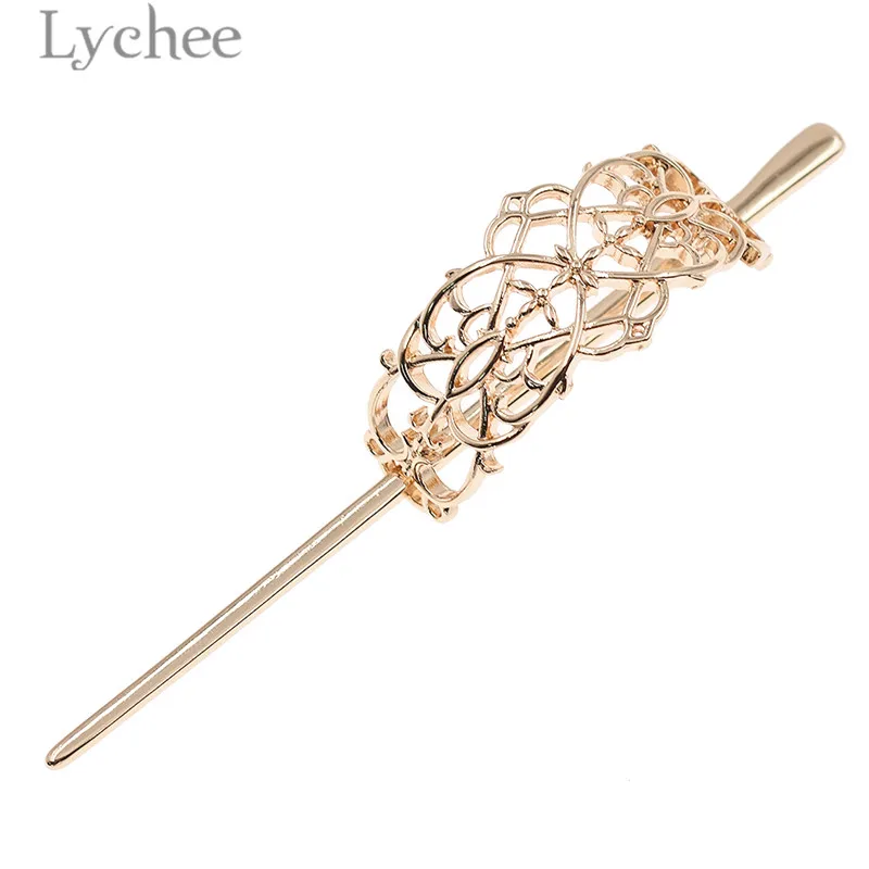 

Lychee Vintage Alloy Janpanese Style Hollow Female Hair Sticks Hairpin Retro Handmade Gold Color Women Hair Sticks Jewelry