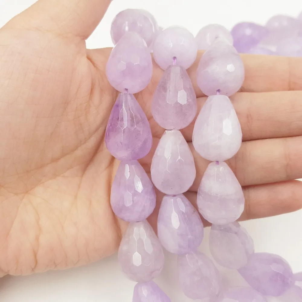 

Lii Ji Natural Stone Light Amethyst Faceted Tear Drop Loose Beads Appprox 15x20mm For DIY Jewelry Making approx 39cm Wholesale