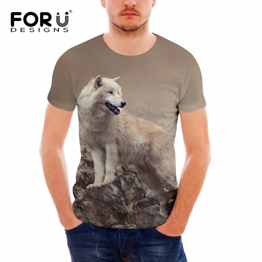 

FORUDESIGNS Casual Summer Round-neck T Shirts Male 3D Wolf Print Short Sleeve Tshirts 3D Printing Men's Tee Shirts Tops Clothing