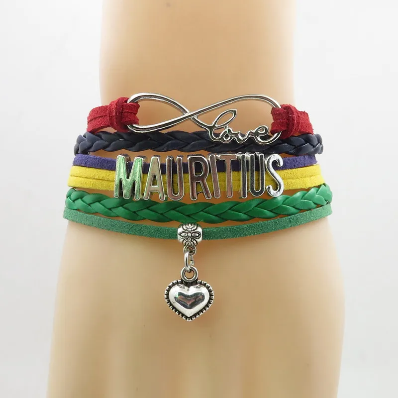 

infinity love mauritius Bracelet heart Charm mauritius national flag bracelets & bangles for Woman and man