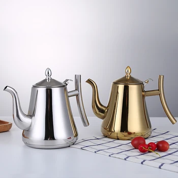 

Stainless steel teapot thickening kettle solenoid oven special kungfu tea set flat bottom tea pot restaurant water kettle 1-2L