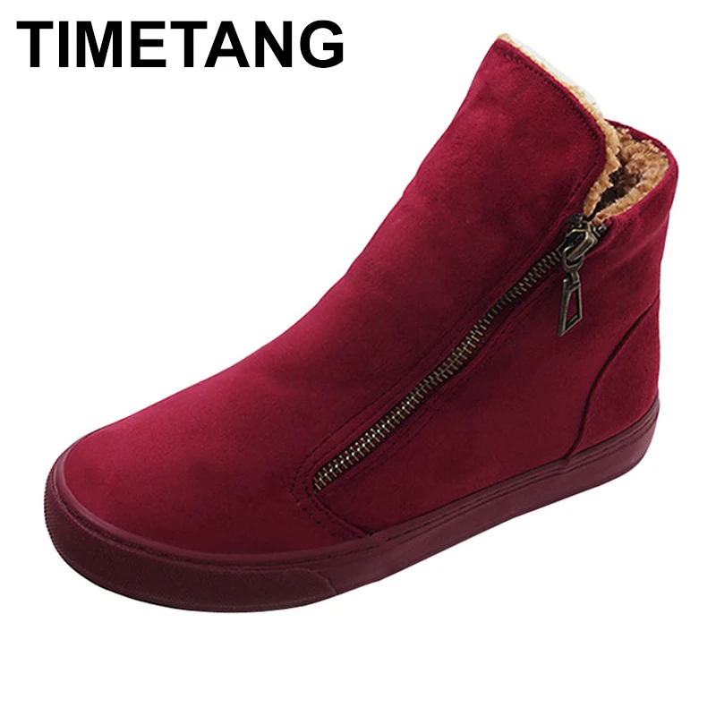 

TIMETANG Women's Winter Shoes PU Leather Boots Brand Women Winter Shoes High Quality Ankle Boot With Platform E231