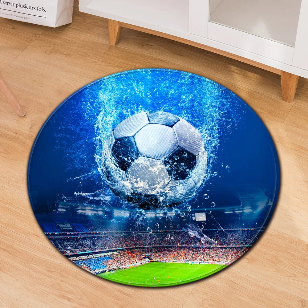 Round Mat 3D Creative Football/Basketball pattern Print carpets for Living Room Bedroom Area Rug Flannel Child Room Decor Carpet