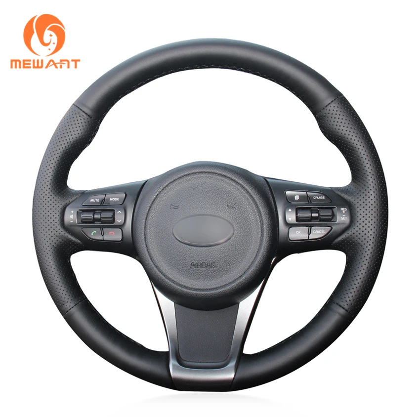MEWANT Comfortable Durable Hand Sew Black Genuine Leather Car Steering Wheel Cover for Kia Sorento 2015-2018 Sedona 2015-2019 | Автомобили