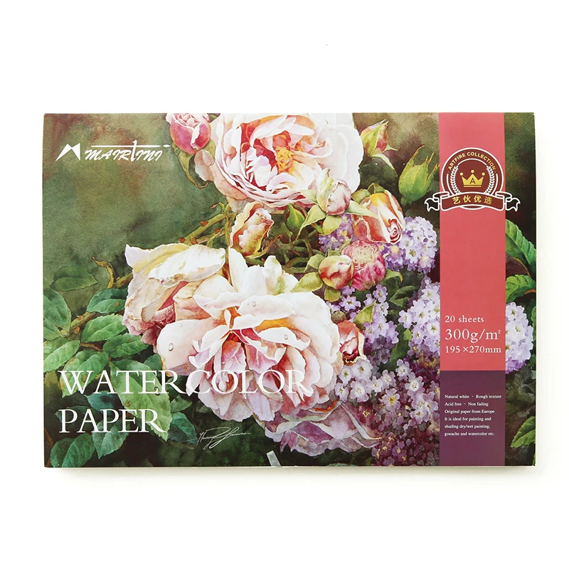 Mairtini 300g watercolor mixed cotton four-sided sealant 32/16/8k drawing paper beginners not easy to wrinkle art supplies | Канцтовары