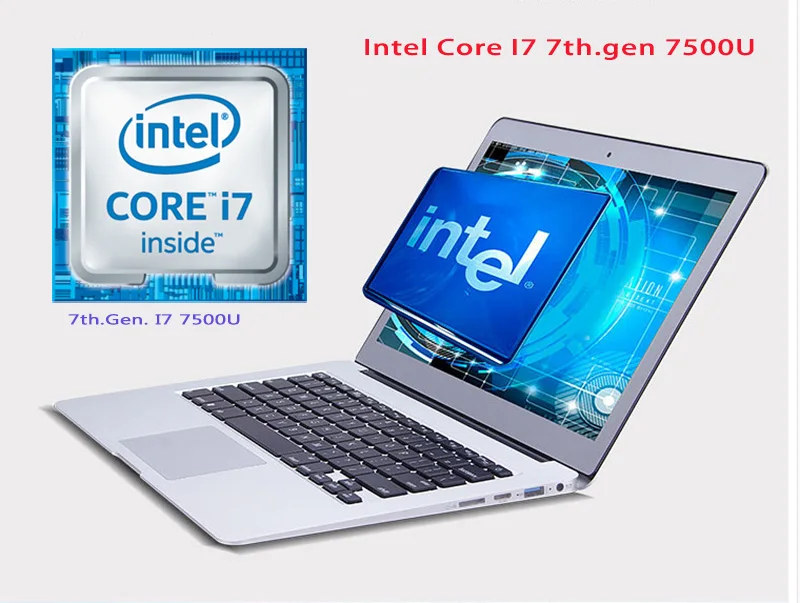 13,3 дюймов алюминиевый ноутбук компьютер Intel Core I7 7500U 8 Гб 240 ГБ SSD 1920*1080 HD экран bluetooth wifi камера