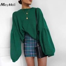 MayHall Lantern Long Sleeve Autumn Winter Loose Jumper Sexy O Neck Drop Shoulder Sweater Solid Pullovers casaco feminino MH332 MayHall Lantern Long Sleeve Autumn Winter Loose Jumper Sexy O Neck Drop Shoulder Sweater Solid Pullovers casaco feminino MH332