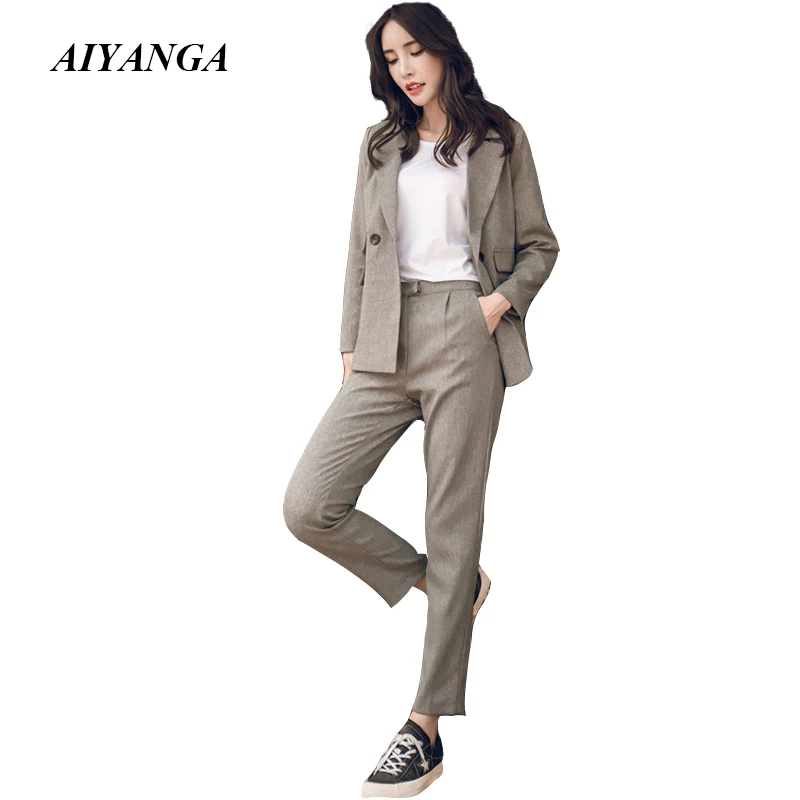 

New OL Women pants suits 2018 Autumn Blazes For Women 2 Pieces Fashion Casual Ladies Suits Office Ladies Thick Suit XS S M L XL