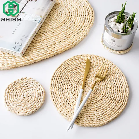 Dining Table For Whism Rattan Placemats Straw Cup Coasters Dining
