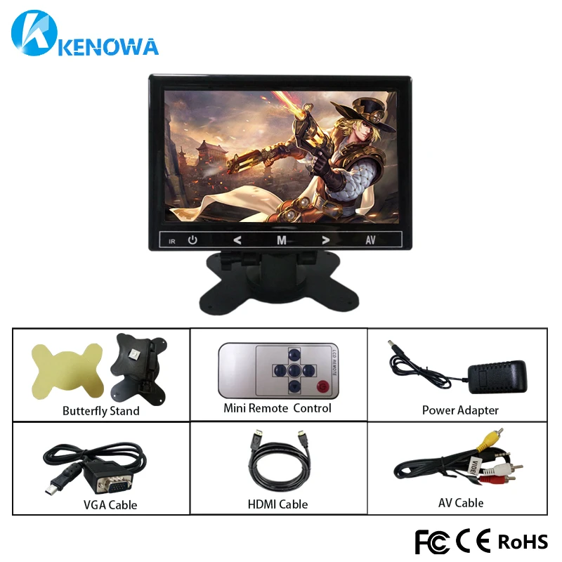 

NEW 7" 800*480 HD LCD Mini Computer & TV Display LED Security Surveillance Screen lcd monitors with HDMI / VGA / Video / Audio
