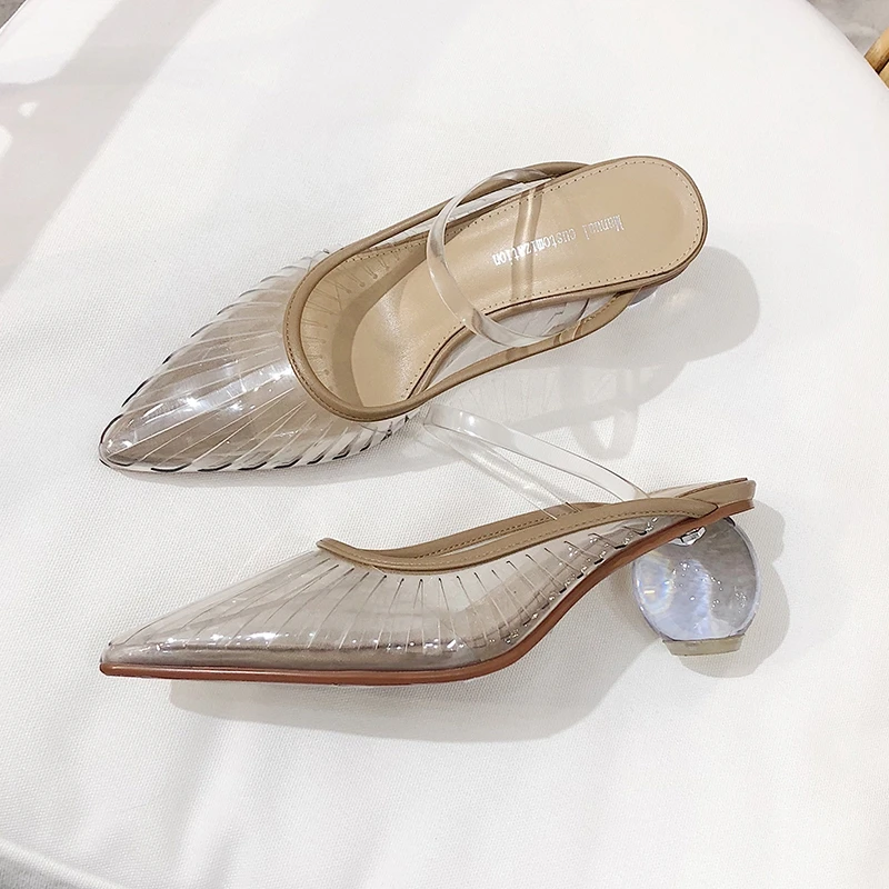 ORCHA LISA/прозрачные шлепанцы на прозрачном каблуке; женские пикантные вечерние босоножки с острым носком; летние женские сандалии