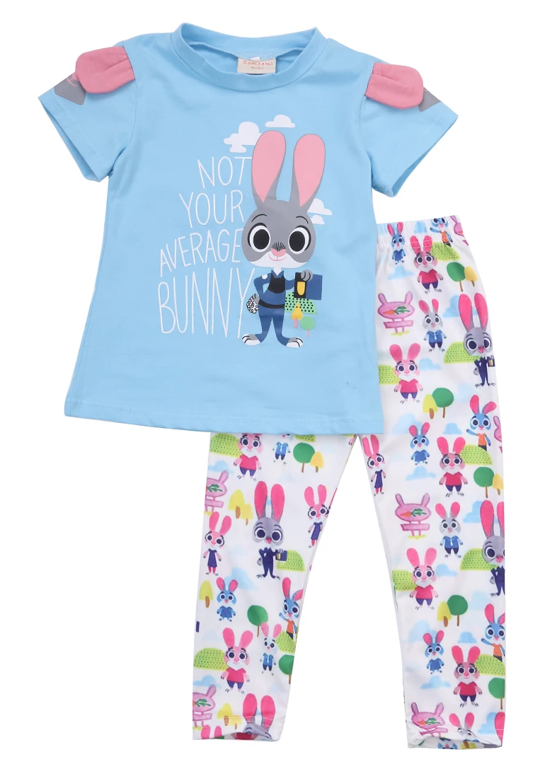Cute Rabbit Pajama For Girls Summer Cotton Casual Clothing Good Quality