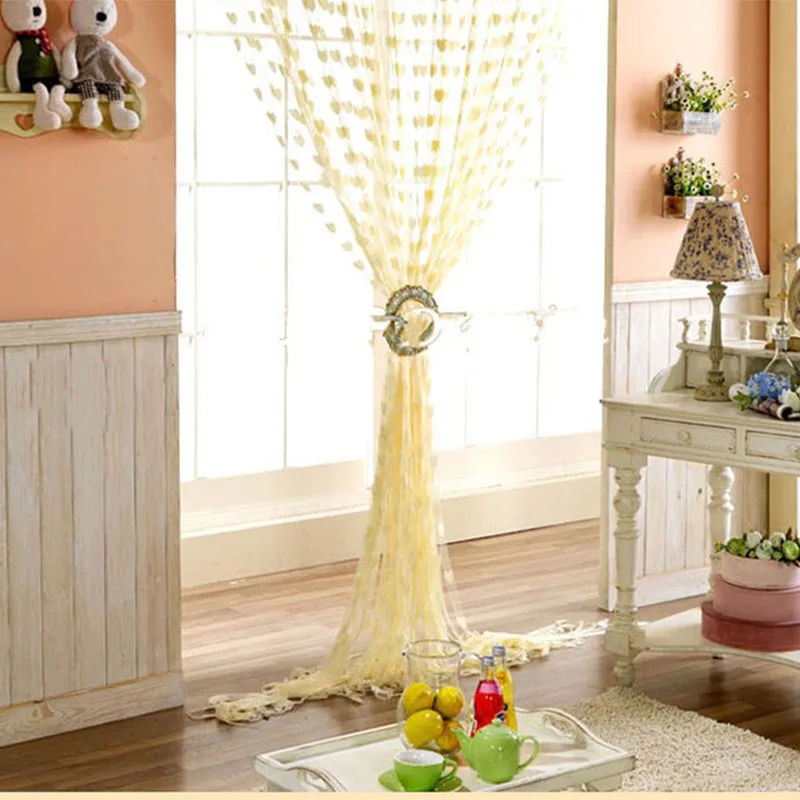 Love heart Line String Curtain Window Shades Door Divider Sheer Separate Curtain Romantic Wedding Decor Curtain Home Decoration7