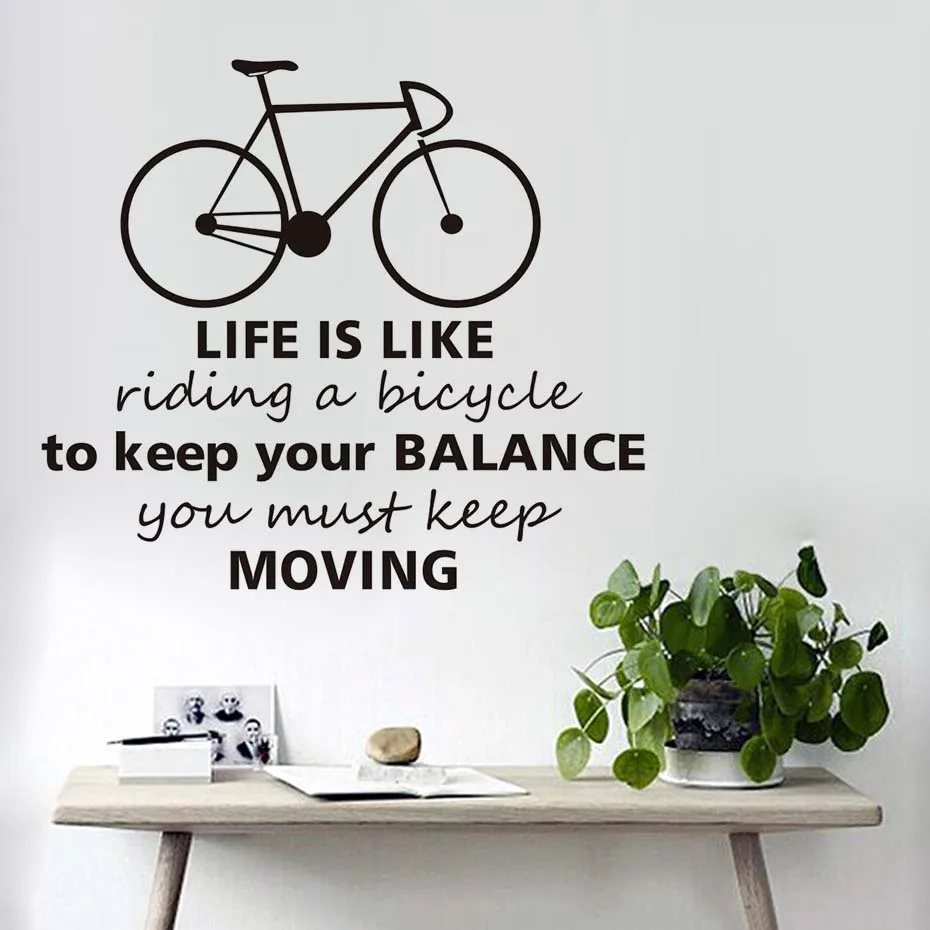 66 58 Cm Life Is Like Riding A Bicycle Quote Wall Sticker Diy Vinyl Sport Wallpapers For Kids Bedroom Living Room in Wall Stickers from Home & Garden on