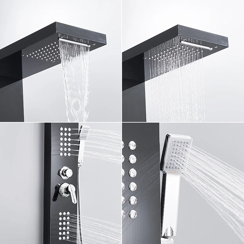 Fapully черный матовый никель дождевая душевая панель настенный спа дождь массажная система смеситель для душа с струями и ручной душ