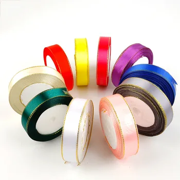 

22m 2 Size Gold Rim Satin Ribbon Gift Packing Cord String Thread For Jewelry Making Diy Accessories Handmade Gift Box Wholesale