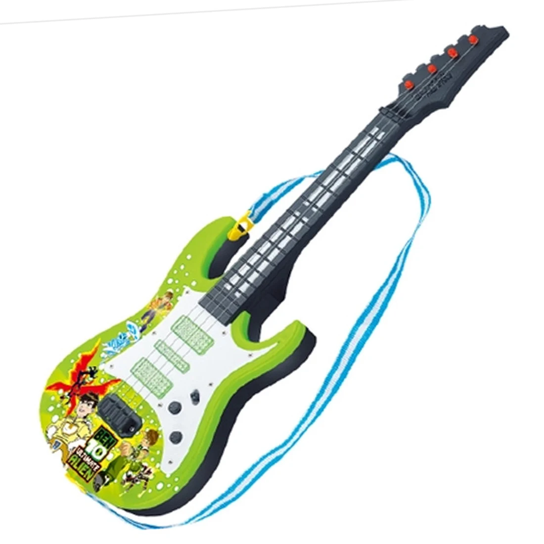 

Rock Band Music Electric Guitar 4 Strings Learn Portable Kids Musical Instruments Educational Gift Toy - Green Cartoon Pattern