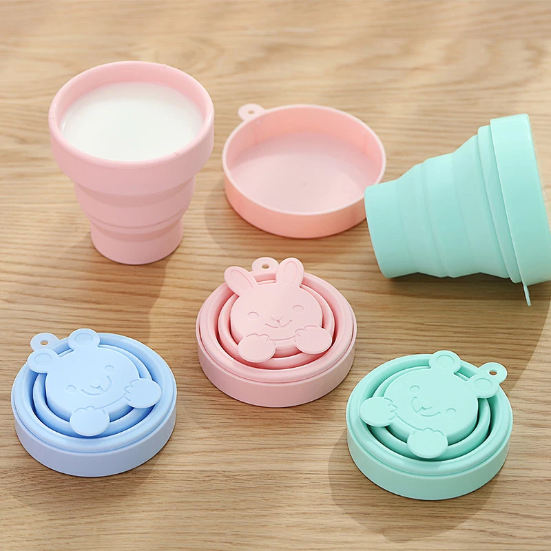 

High-quality Portable Candy Color Silicone Folding Water Cup Lovely Retractable Tumblerful Soft Travel Outdoor Camping Drinkware